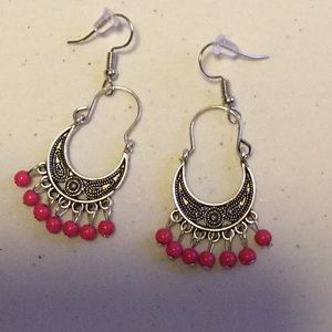 Silver pink earrings